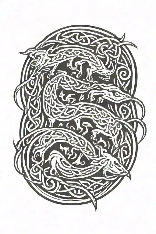 celtic hounds symbol intertwined tattoo design idea