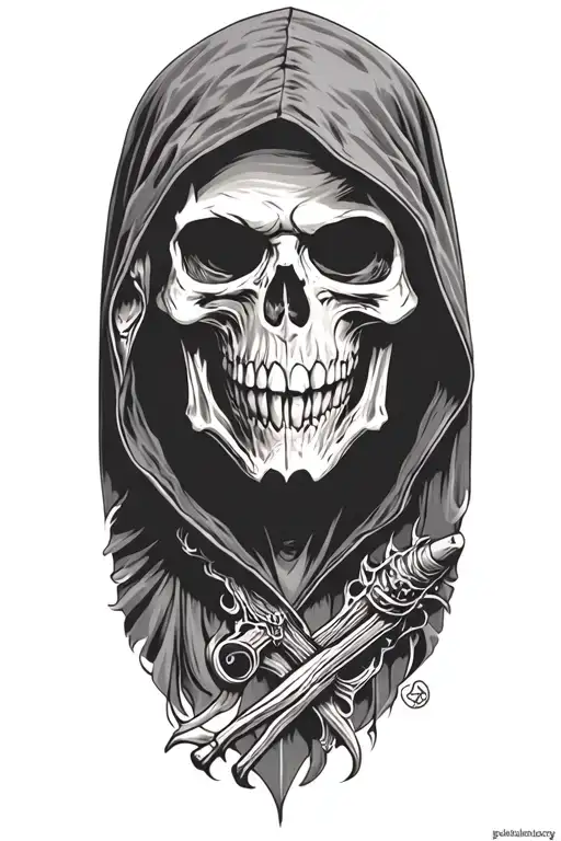 hooded reaper tattoo design idea