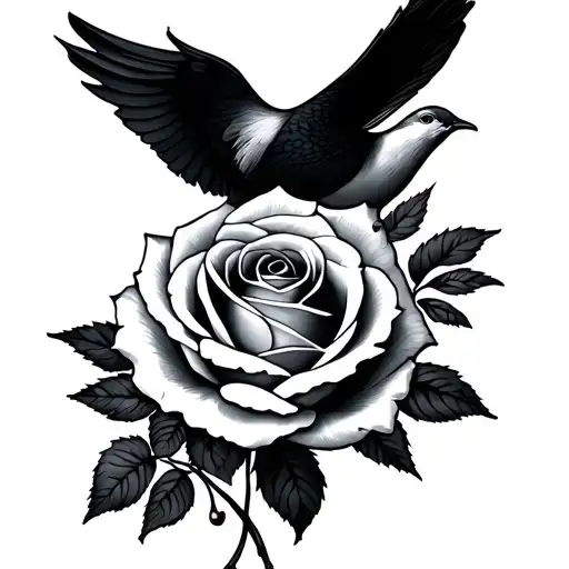Dove And Rose tattoo design idea