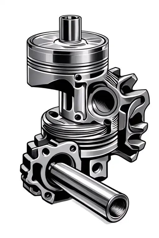 mechanical piston, piston rod and crankshaft tattoo design idea