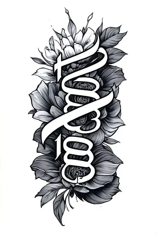1983 written vertically tattoo design idea