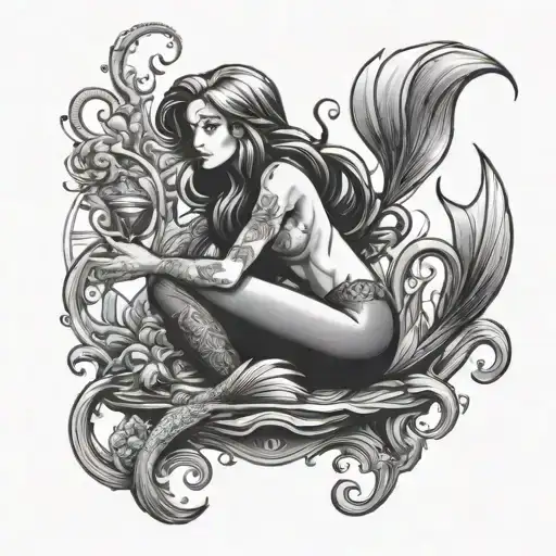 Sebastian little mermaid sitting tattoo design idea