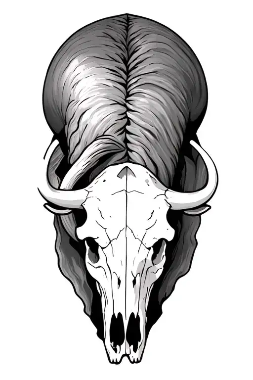Bucking Bull Skull with piece tattoo design idea