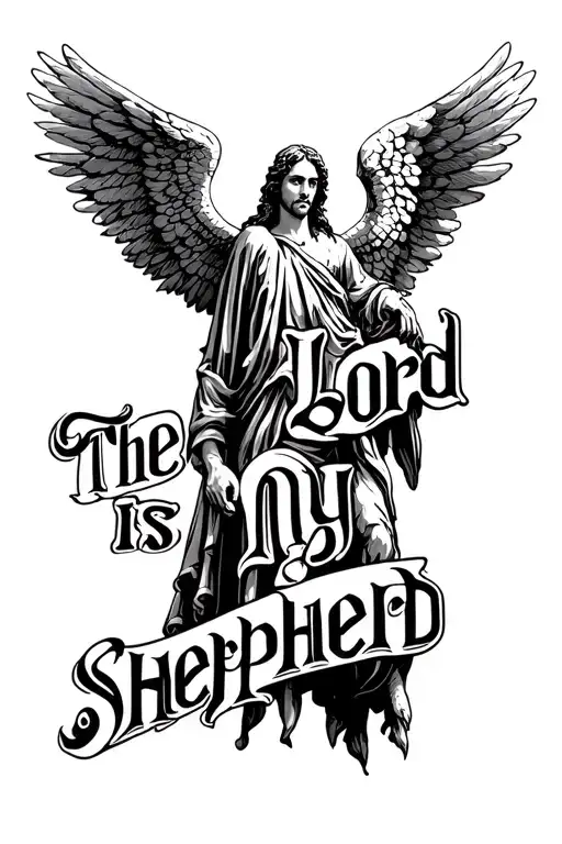 "The Lord is my shepherd " ark angel Micheal The Archangel tattoo design idea