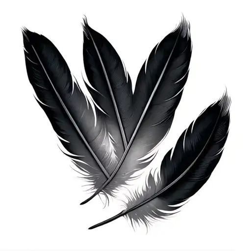 3 feathers hanging tattoo design idea