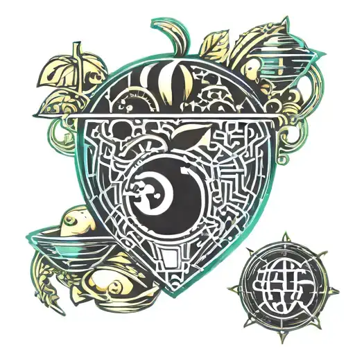 eintracht frankfurt and apple wine and cooking pot overflowing tattoo design idea