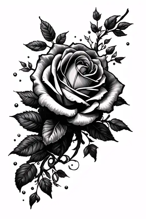 rose and compas neptun waves tattoo design idea