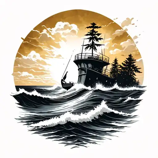 outer banks film inspired tatoo, serach gold, adventure, sea.. tattoo design idea