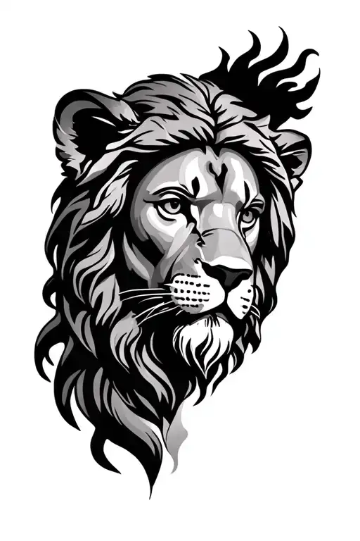 jesus combined with lion head tattoo design idea