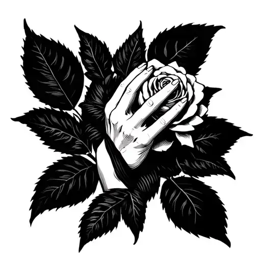 prayer hands holding a rosery tattoo design idea