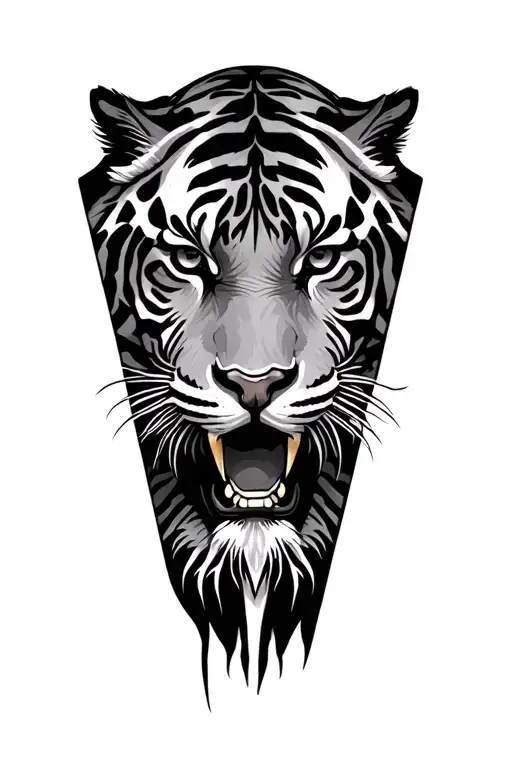tiger cross cards tattoo design idea