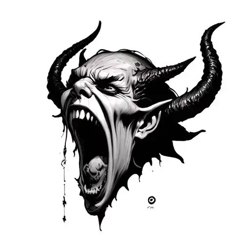 Gotician demon crying tattoo design idea