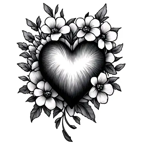 heart with lines and flowers small size tattoo tattoo design idea