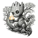 I am Groot and calcifer howls moving tattoo design idea