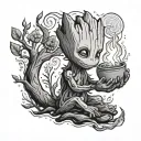 I am Groot and calcifer howls moving tattoo design idea