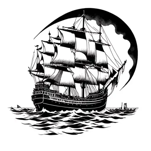 burn the ships sailing tattoo design idea