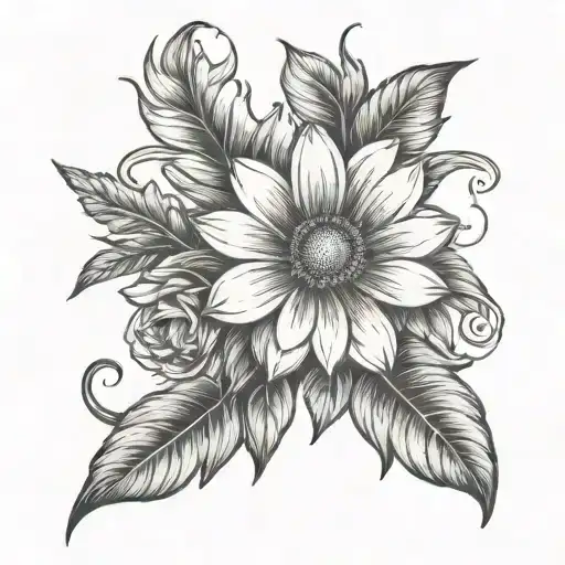 Gerbera and zodiac sign Sagittarius arrow tattoo design idea