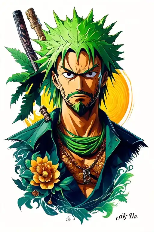 zoro one piece tattoo design idea