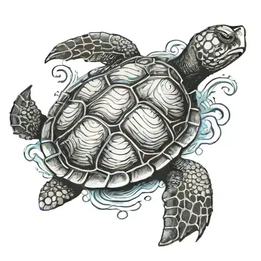 Turtle underwater 7cm 10cm tattoo design idea