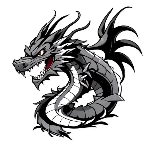 Gyarados vs ryu street fighter tattoo design idea