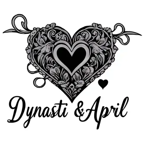 "Dynasti & April" name tattoo design hearts tattoo design idea