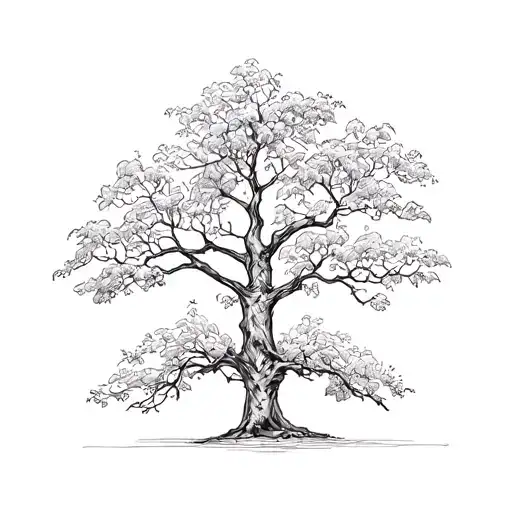 a walnut tree fineline style  tattoo design idea