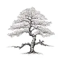 a walnut tree fineline style  tattoo design idea