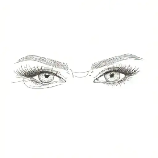 a woman's eyelashes tattoo design idea