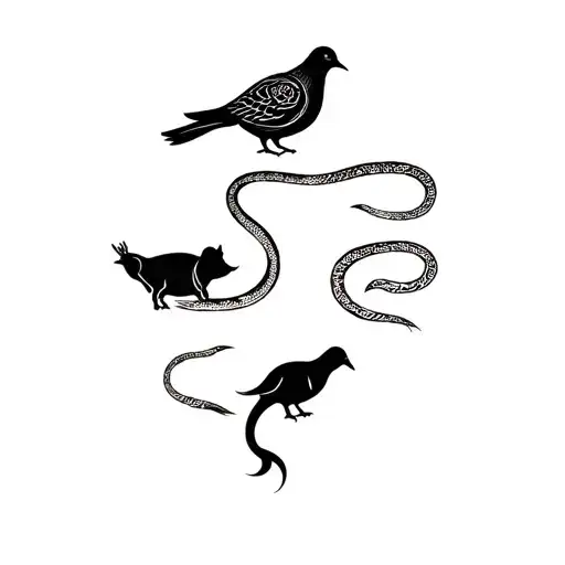 3 sins in buddahism, the pig, snake, and pigeon tattoo design idea