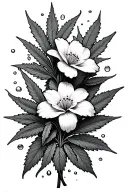 Jasmin flower with marijuana leafs smoke and water tattoo design idea