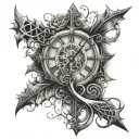 cross, infinity, clock, hope, thorns tattoo design idea
