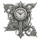 cross, infinity, clock, hope, thorns tattoo design idea