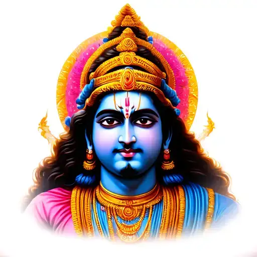 Main Visual: Viraat Roop of Krishna from the Bhagavad Gita	•	Krishna in cosmic form: multiple heads, arms,  tattoo design idea