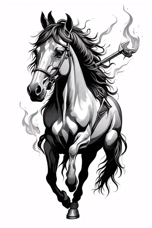sagittarius and metal horse fire rising tattoo design idea
