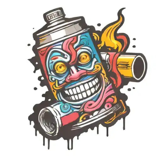spray can with face tattoo design idea
