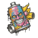 spray can with face tattoo design idea