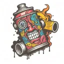 spray can with face tattoo design idea