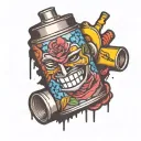 spray can with face tattoo design idea