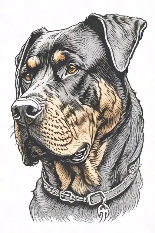 rottweiller dog tattoo with short muzzle tattoo design idea