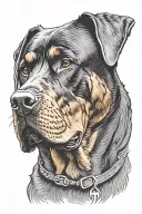 rottweiller dog tattoo with short muzzle tattoo design idea