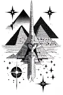 Osiris Pyramids and stars tattoo design idea