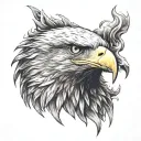 bald eagle fire tattoo design idea