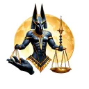 Anubis with Libra in hand tattoo design idea