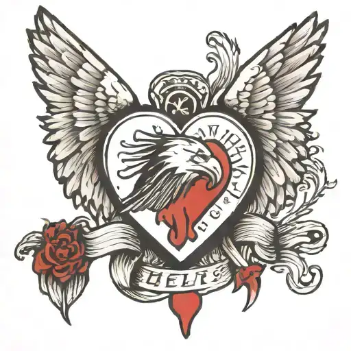 heart help by eagles talons tattoo design idea