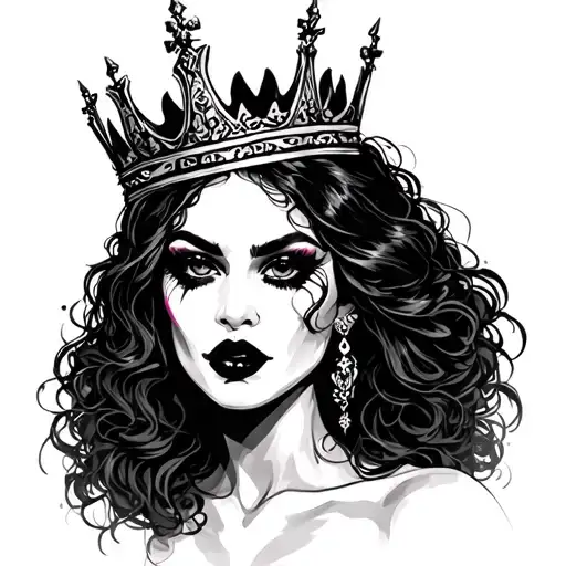 African-American vampire women with crown tattoo design idea