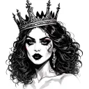 African-American vampire women with crown tattoo design idea