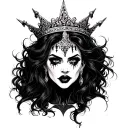 African-American vampire women with crown tattoo design idea