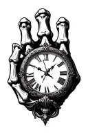 skeleton fingers clock tattoo design idea
