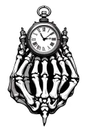 skeleton fingers clock tattoo design idea