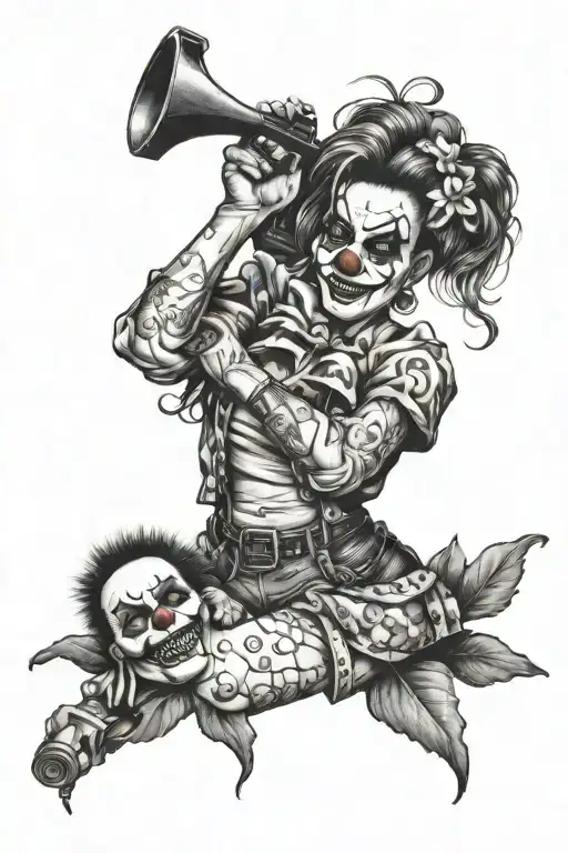 clowns girls money guns n roses tattoo design idea